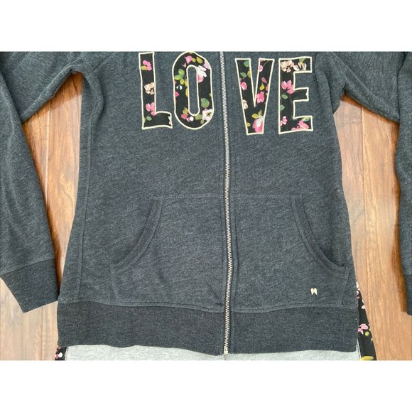 VS Full Zip Hoodie And Capri Sweat Pants SIZE Small Charcoal & Light Gray Floral - Picture 4 of 11